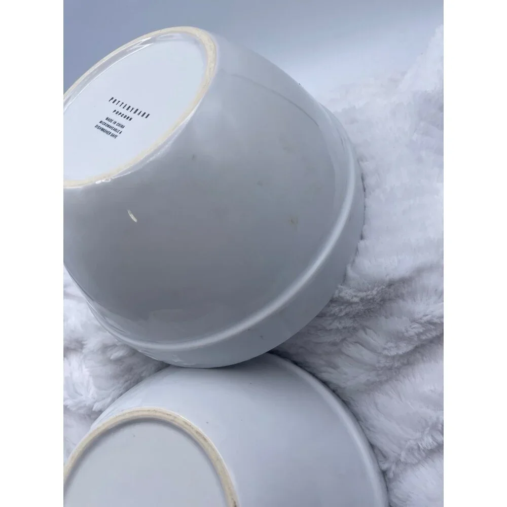 Vintage Pottery Barn White Popcorn Bowls Set of Two Discontinued - Picture 7 of 10